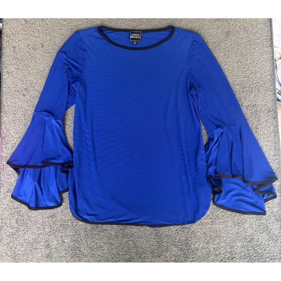 Coco Bianco Tops - Coco Bianco Top Women's Size Medium Blue Round Neck Long Sleeve Pullover
